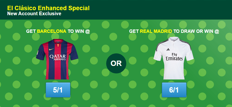 Barca v Real Madrid odds boosts