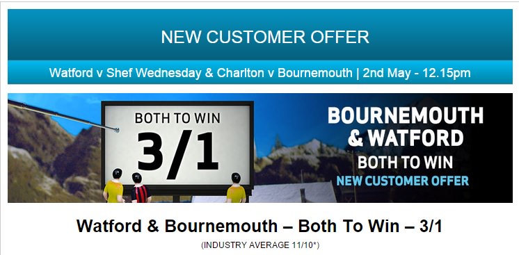 Enhanced Odds - Watford Bournemouth 5/1