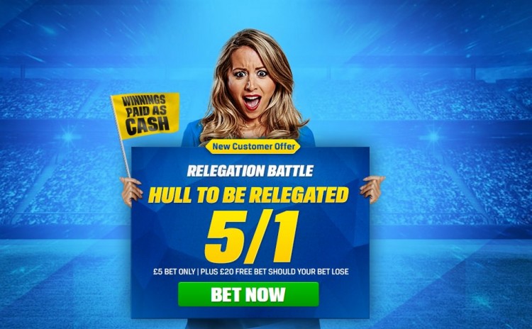 Enhanced odds Hull 5/1 to be relegated