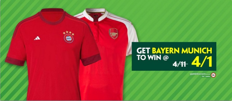 Bayern Munich 4/1 to beat Arsenal