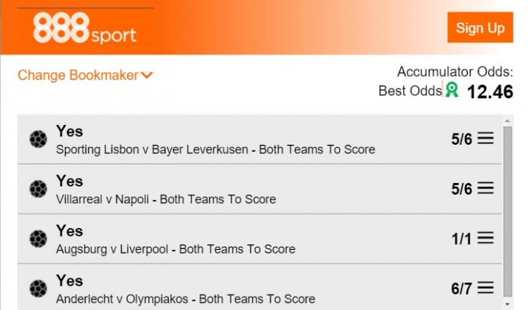 BTTS tips Europa League
