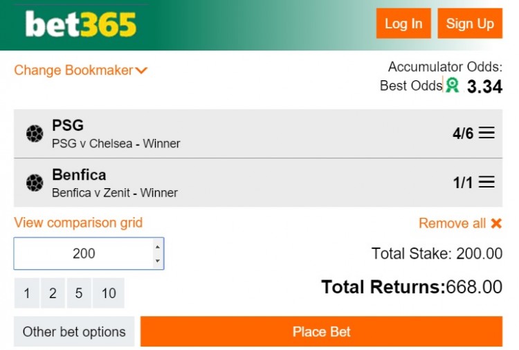 Benfica PSG double tonight