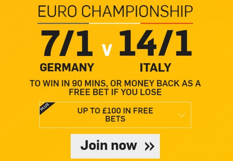 enhanced odds Germany v Italy